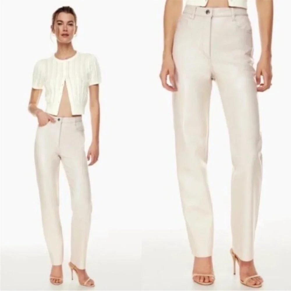 Aritzia Wilfred Melina Super High Rise Pants- faux Leather Size 8